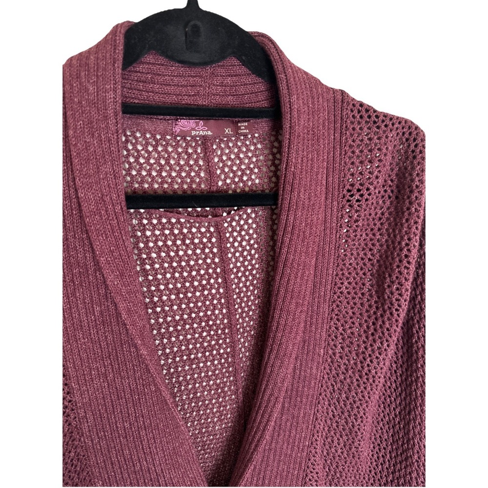 Prana Lima Cardigan Burgundy Red Open Knit Outdoor Lightweight Woman's Size XL - Picture 3 of 8